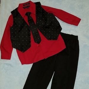 4 Piece Toddler Dress Suit Red/Black Size 2T